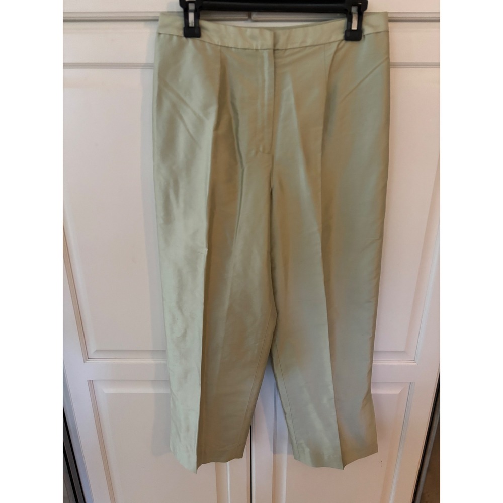 E ELLIOTT Women's‎ Pale Green Silk Cropped Dress Pants Size 10